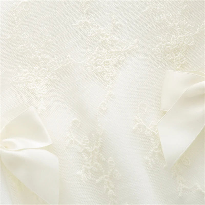 Ruffles Lace Bow Newborn Baby Girl Dress Autumn Long Sleeve Formal Princess Dresses for 1 Year Girls Clothes