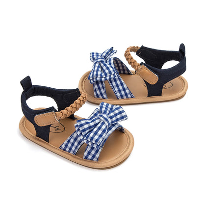 KIDSUN Summer Baby Beach Sandals Bow-knot Rubber Sole Anti-Slip Newborn Princess Toddler Crib First Walkers Baby Girls Shoes