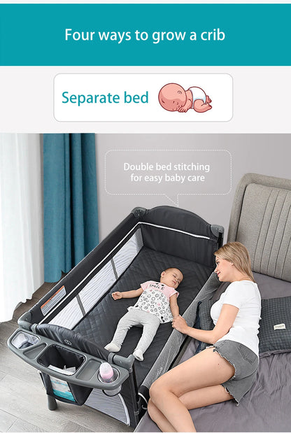 IMBABY Newborn Baby Bed Multifunctional Baby Cribs Foldable Baby Cot With Diaper Table Crib Cradle Double Decker Cribs for Baby
