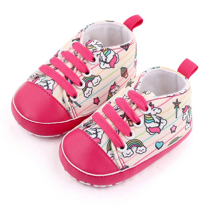 Baby Boys Girls  Soft-soled Toddler Infant First Walkers Cartoon Canvas Pattern Casual Sneaker Shoes Lace-up Shoe New Arrival