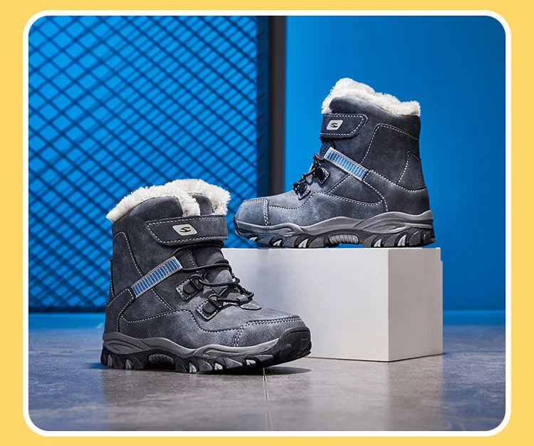 High Quality Boys girl Winter Snow Boots Platform Warm Cotton Shoes Leather Autumn Waterproof Kids Footwear Child Sneaker 5 12+y