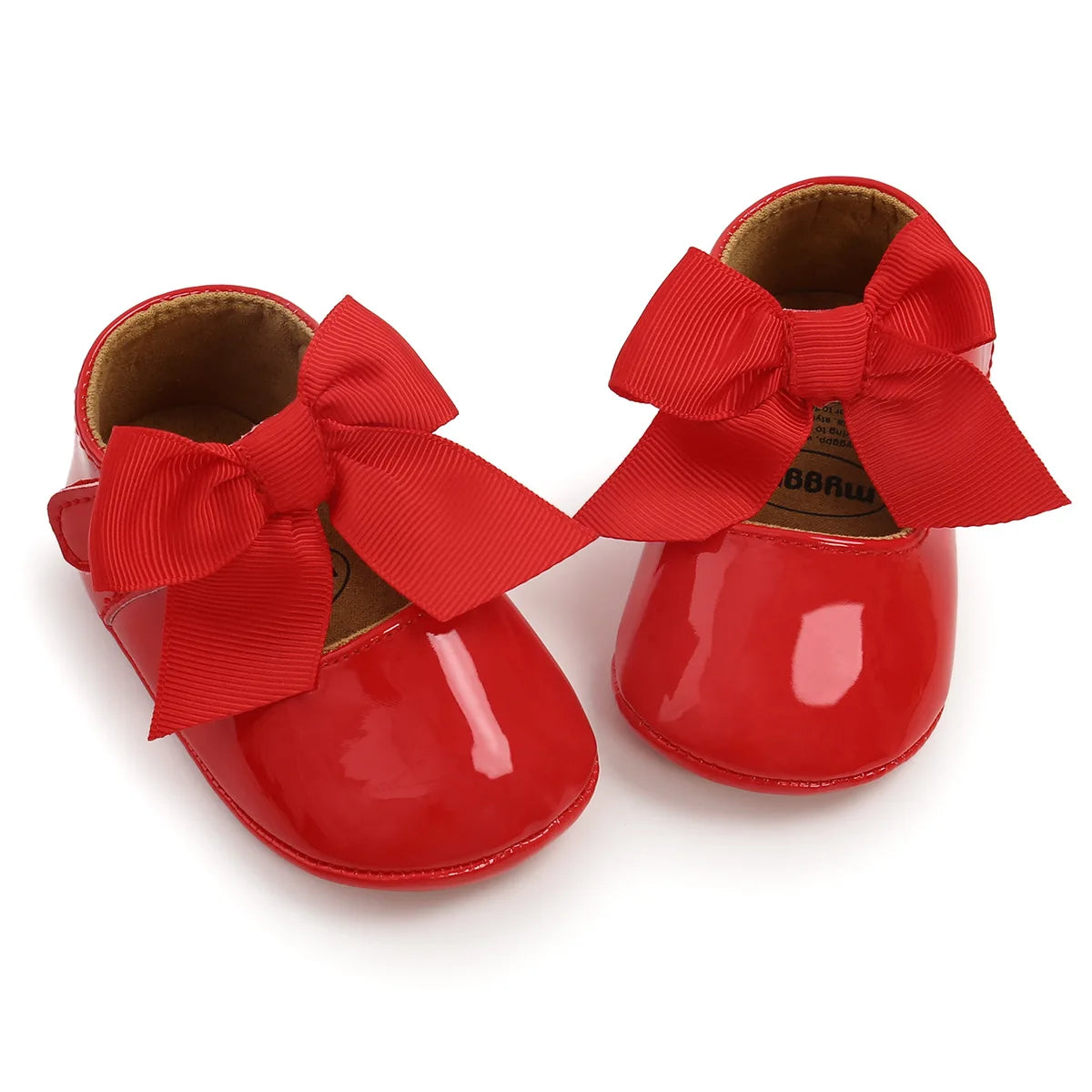Newborn Baby Shoes Baby Boy Girl Shoes Girl Classic Bowknot Rubber Sole Anti-slip PU Dress Shoes First Walker Toddler Crib Shoes