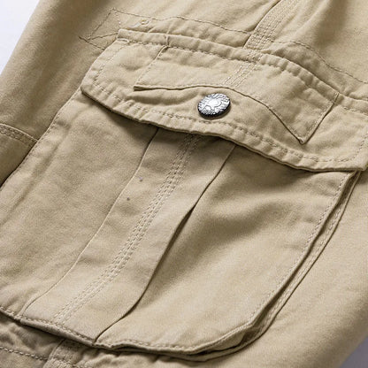 2026 Summer Men's Baggy Multi Pocket Military Cargo Shorts Male Cotton Khaki Men's Tactical Shorts Short Pants 30-38 No Belt