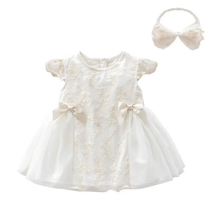 Ruffles Lace Bow Newborn Baby Girl Dress Autumn Long Sleeve Formal Princess Dresses for 1 Year Girls Clothes