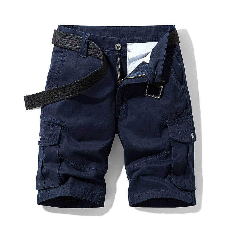 2026 Summer Men's Baggy Multi Pocket Military Cargo Shorts Male Cotton Khaki Men's Tactical Shorts Short Pants 30-38 No Belt