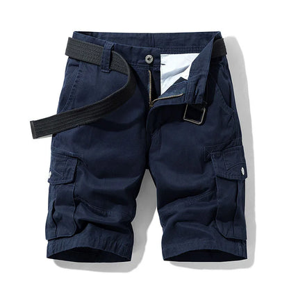 2026 Summer Men's Baggy Multi Pocket Military Cargo Shorts Male Cotton Khaki Men's Tactical Shorts Short Pants 30-38 No Belt