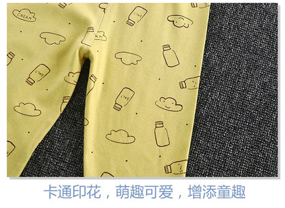 Baby Girls Boys Pants Toddler Bottoming Leggings Children Cotton Cartoon Trousers High Waist 2024 Autumn Newborn Kids Clothing