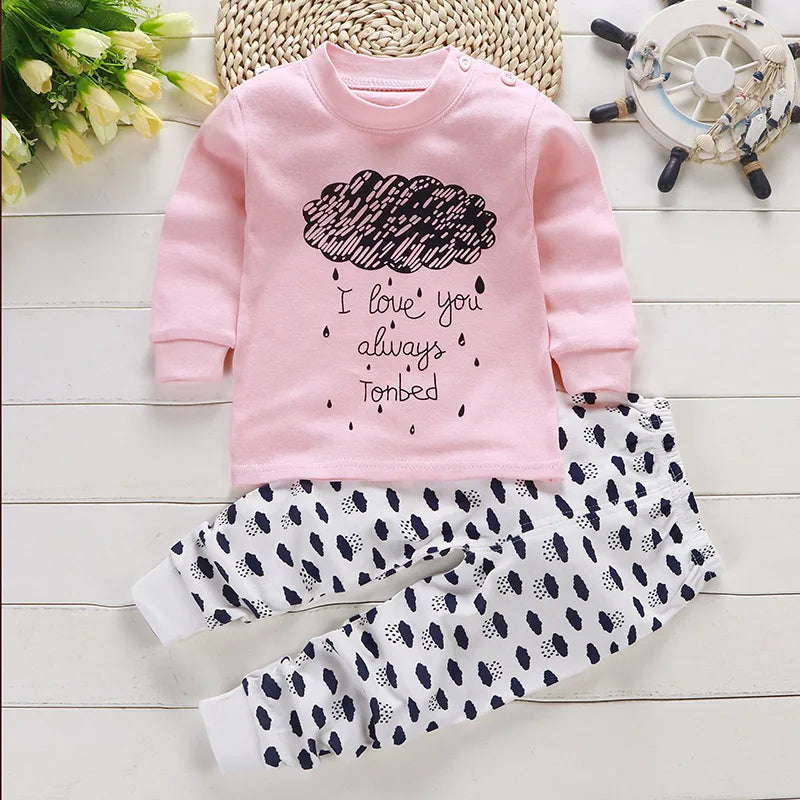 Spring Autumn New Baby Clothing Set Cartoon Cotton Baby Boys Clothing Girls Suit Set 0-3 Year Baby Clothes