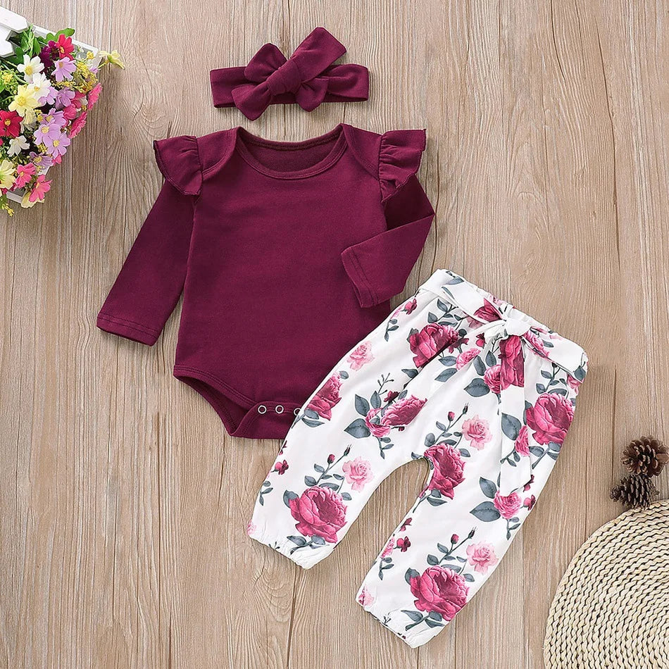 3Pcs Baby Girl Clothes Set Newborn Kids Clothing Children Toddler Girl Clothes Babe Girl Outfits Infant New Born Clothes