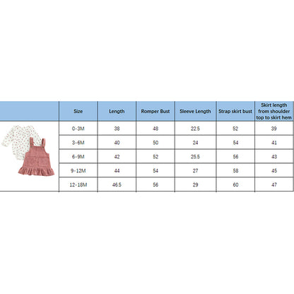 Infant Baby Girls Suit Spring Autumn Long Sleeve Floral Printed Romper Tops Solid Color Ruffled Dress 2pcs sets 0-18M