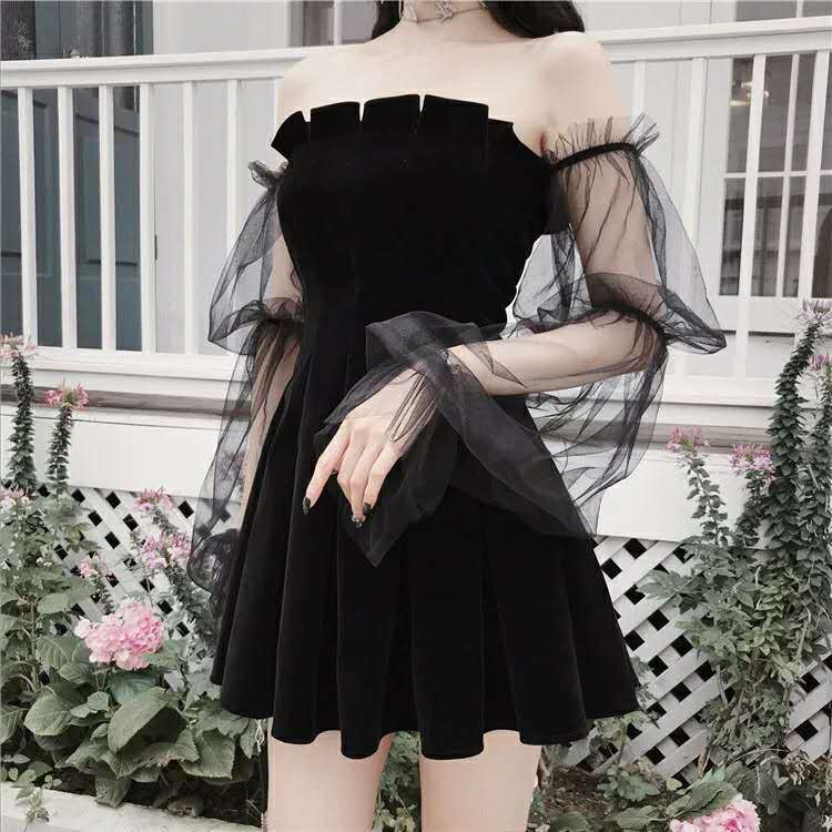 New 2026 Black Retro Dress Women Lace Chiffon Mini Dress Female High Street Sexy Korean Fashion Dress Women Club Dress