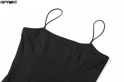 Backless Sexy Strap Split Summer Dress Women Elastic Long Dresses Sleeveless Camisole Clubwear Evening Party Dress Women's Robe