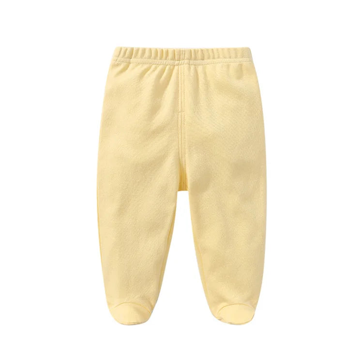 Lawadka 0-12M Spring Autumn Cotton Newborn Baby Boy Girl Pants Solid Wrap Foot Long Trousers Casual Baby Leggings For Girls Boys