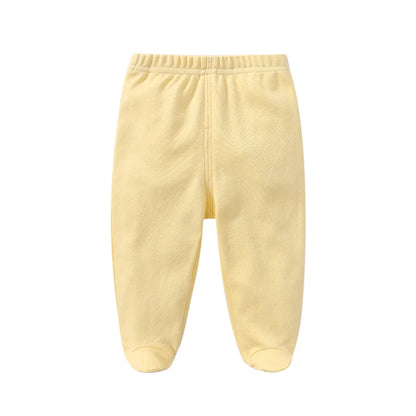 Lawadka 0-12M Spring Autumn Cotton Newborn Baby Boy Girl Pants Solid Wrap Foot Long Trousers Casual Baby Leggings For Girls Boys