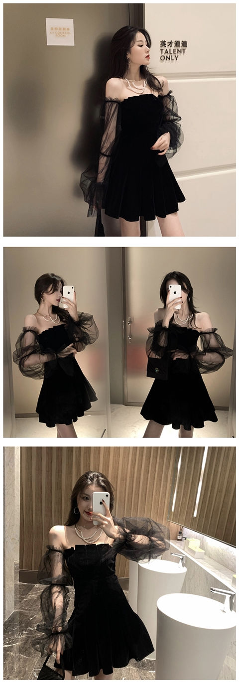 New 2026 Black Retro Dress Women Lace Chiffon Mini Dress Female High Street Sexy Korean Fashion Dress Women Club Dress