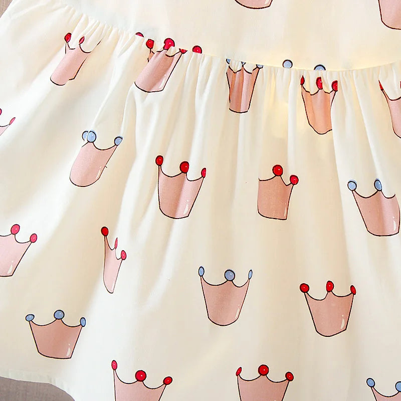 Baby Girl Dress 2025 Summer Crown Print Princess Dress Cotton Sleeveless Baby Girl Clothes Newborn Infant Toddler Kids Clothing