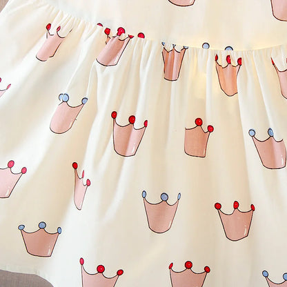 Baby Girl Dress 2025 Summer Crown Print Princess Dress Cotton Sleeveless Baby Girl Clothes Newborn Infant Toddler Kids Clothing