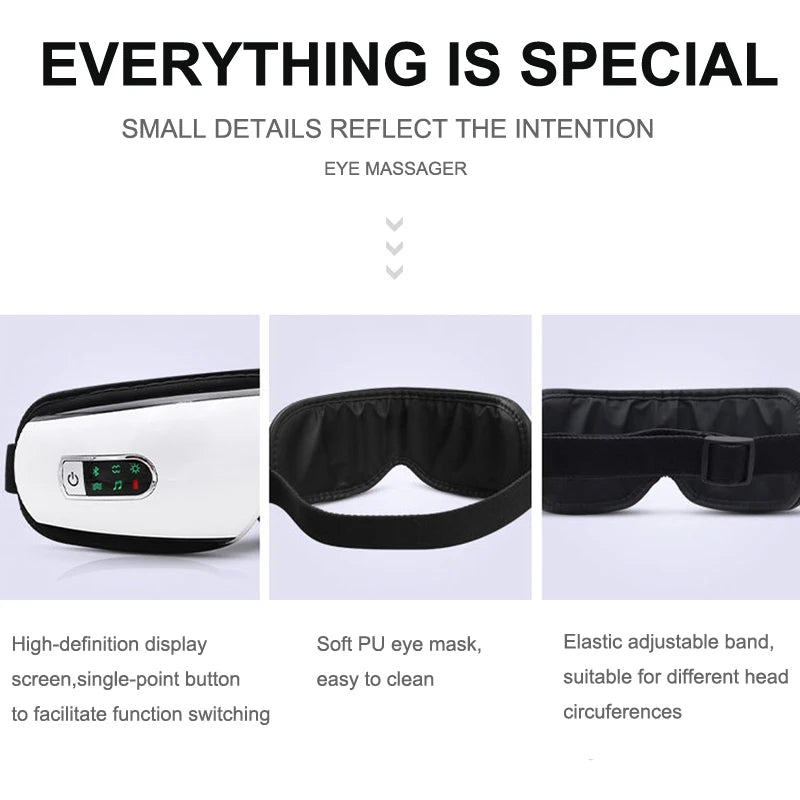 Smart Eye Massager Electric Bluetooth Airbag Vibration Hot Compress Air Pressure Eye Care Massager Relaxation Massage Glasses