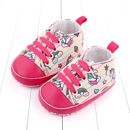 Baby Boys Girls  Soft-soled Toddler Infant First Walkers Cartoon Canvas Pattern Casual Sneaker Shoes Lace-up Shoe New Arrival