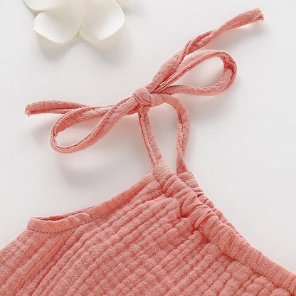 Summer Infant Baby Girl Dress Toddler Dress Muslin Cotton Sleeveless Ruffles Slip Dresses