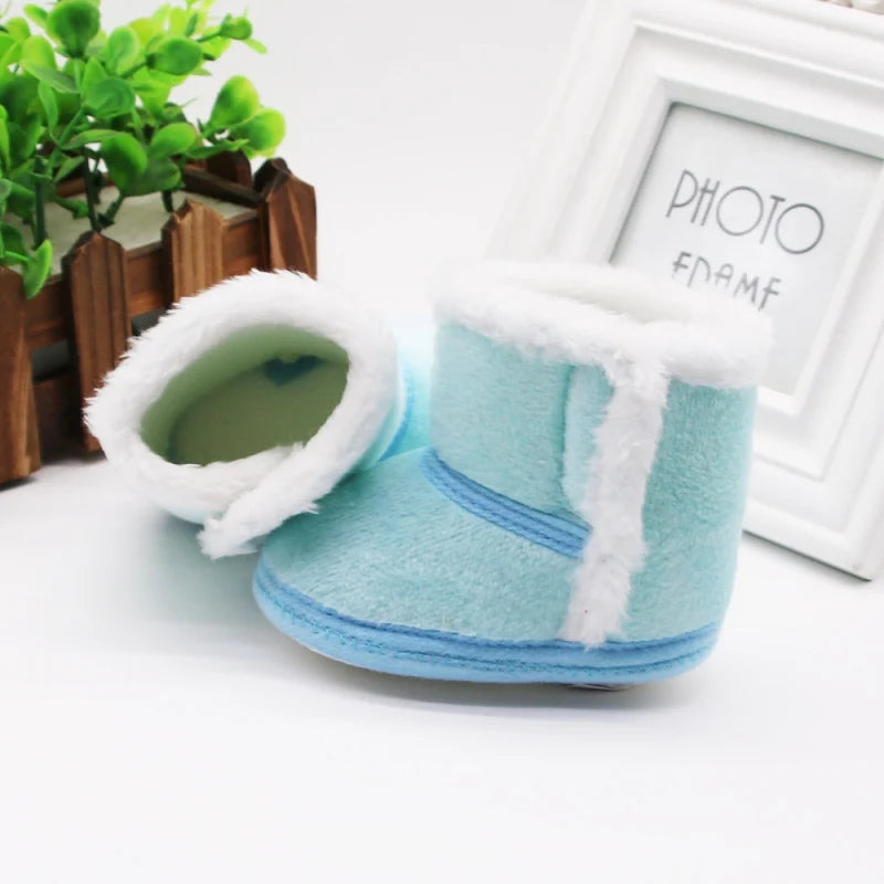 Winter Baby Kids Non-slip Soft Sole Moccasin Boots Boys Girls Suede Leather Crib Shoes 0-18M