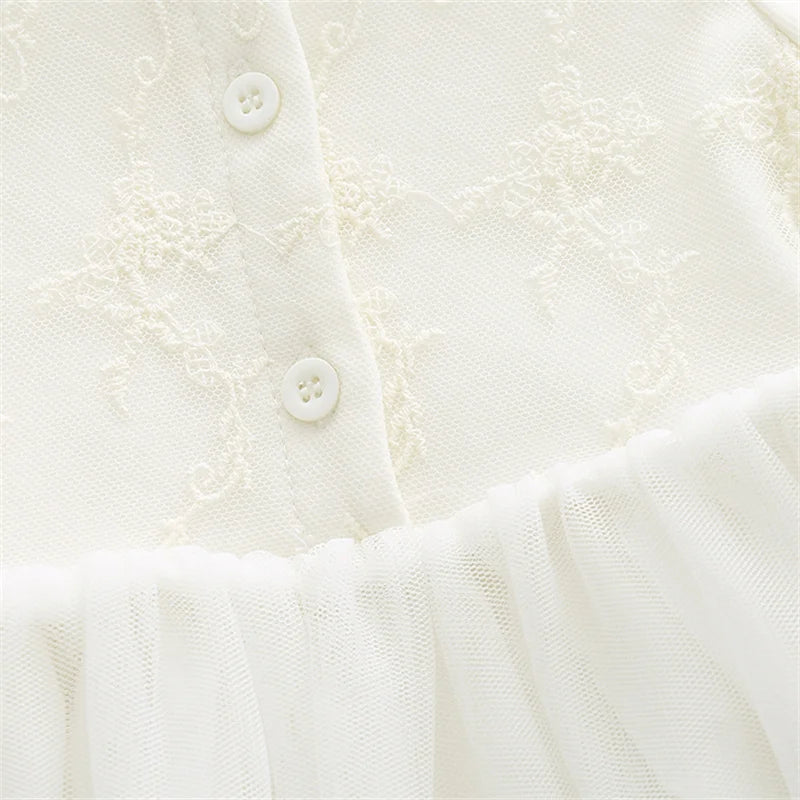 Ruffles Lace Bow Newborn Baby Girl Dress Autumn Long Sleeve Formal Princess Dresses for 1 Year Girls Clothes