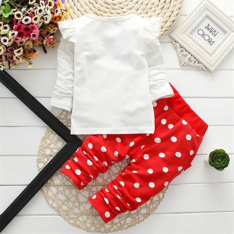 Winter Girls Clothes Set T-shirt+ pants 2 pcs Children's Clothing Fashion Baby Outset Newborn Baby Cotton Suit