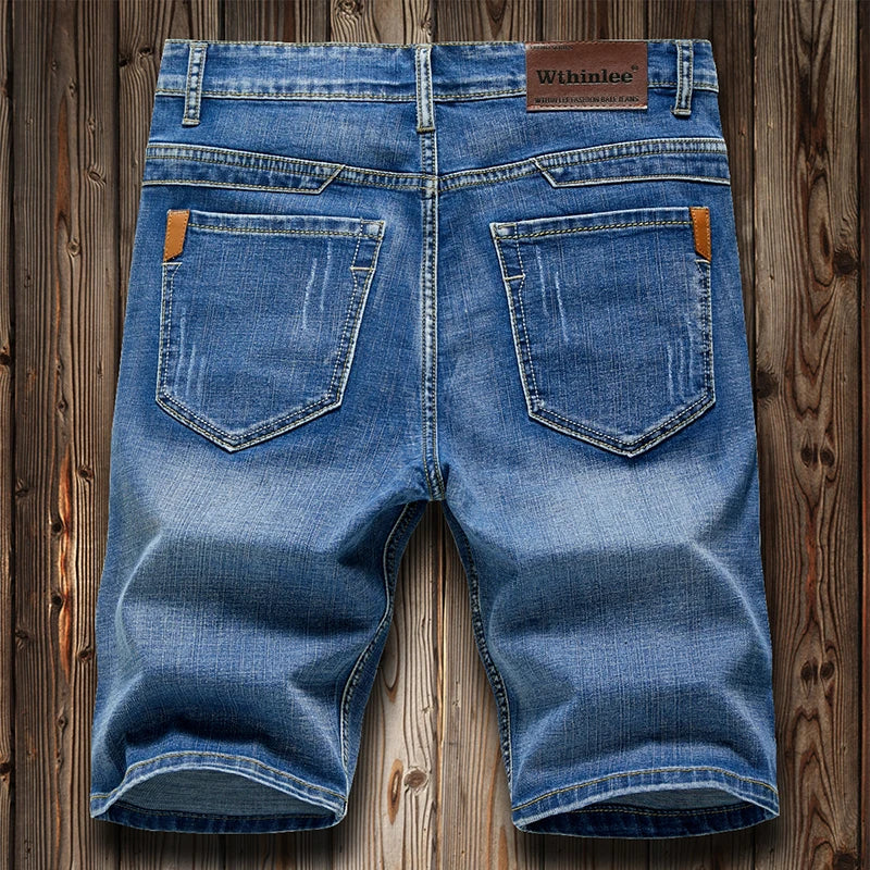 2026 Summer Men's Slim Denim Shorts Business Casual Fashion Loose Stretch All-Match Jeans Male High-End Brand Five-Point Pants