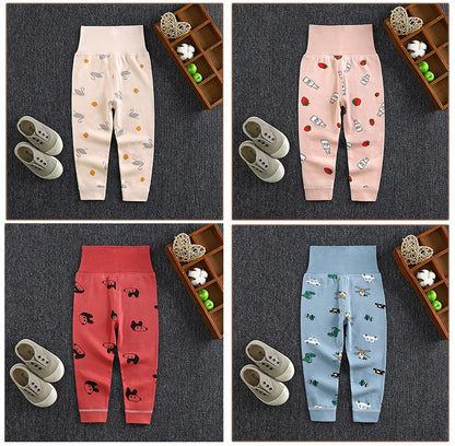 Baby Girls Boys Pants Toddler Bottoming Leggings Children Cotton Cartoon Trousers High Waist 2024 Autumn Newborn Kids Clothing