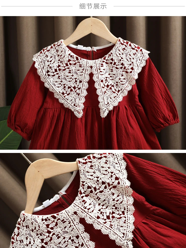 Spring baby girl clothes lace long sleeve dress costume for toddler girl baby birthday kids clothing straight long dresses dress