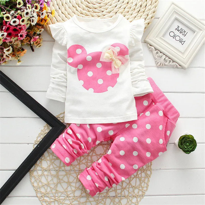 Winter Girls Clothes Set T-shirt+ pants 2 pcs Children's Clothing Fashion Baby Outset Newborn Baby Cotton Suit