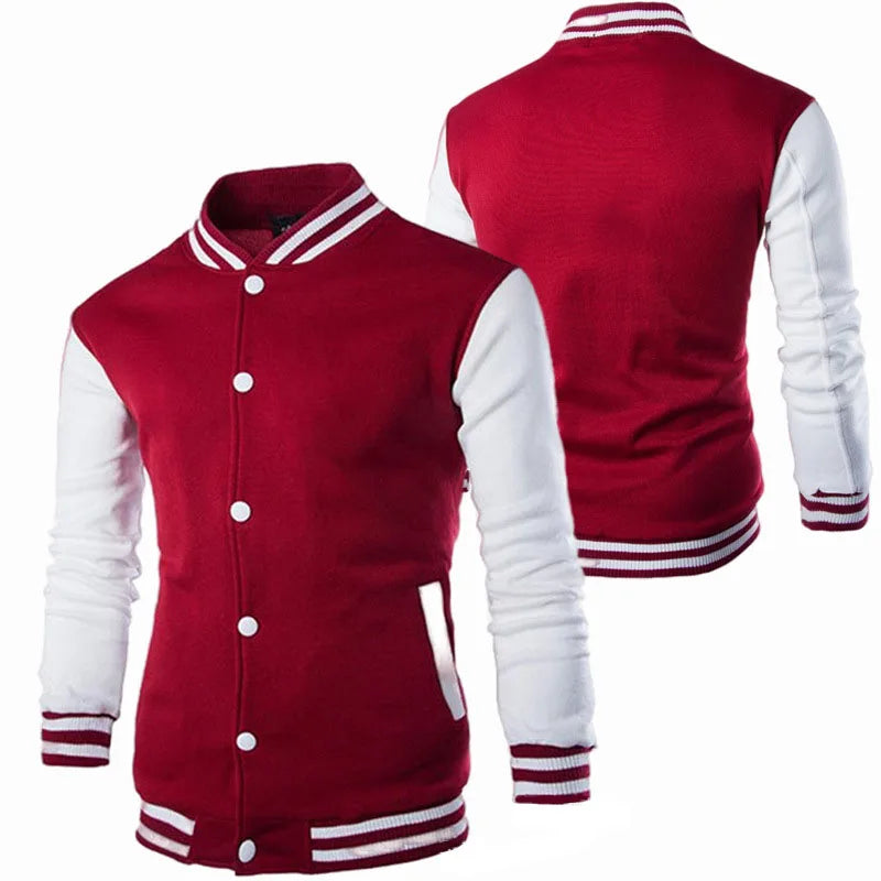 Hoodies Men Baseball Jacket Men Fashion Design Wine Red Men's Slim Fit College Varsity Jacket Men Harajuku Boy Sweatshirt