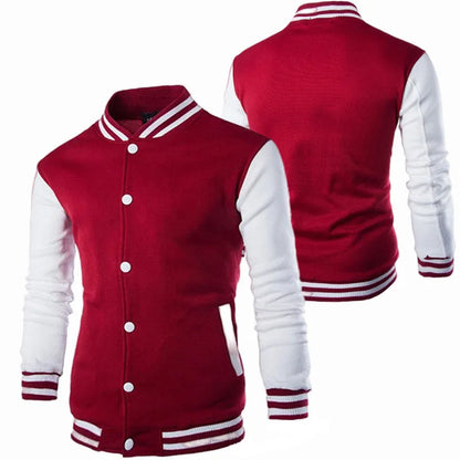 Hoodies Men Baseball Jacket Men Fashion Design Wine Red Men's Slim Fit College Varsity Jacket Men Harajuku Boy Sweatshirt