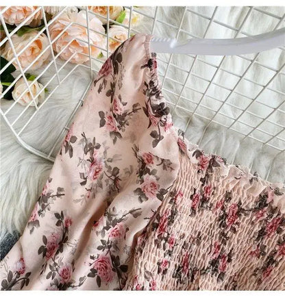 Blouse Women Autumn Retro Sexy Square-Neck Chiffon Shirt Long Sleeve Women's High Waist Short Blusas Ropa De Mujer