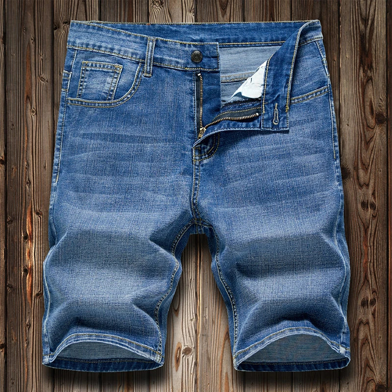 2026 Summer Men's Slim Denim Shorts Business Casual Fashion Loose Stretch All-Match Jeans Male High-End Brand Five-Point Pants