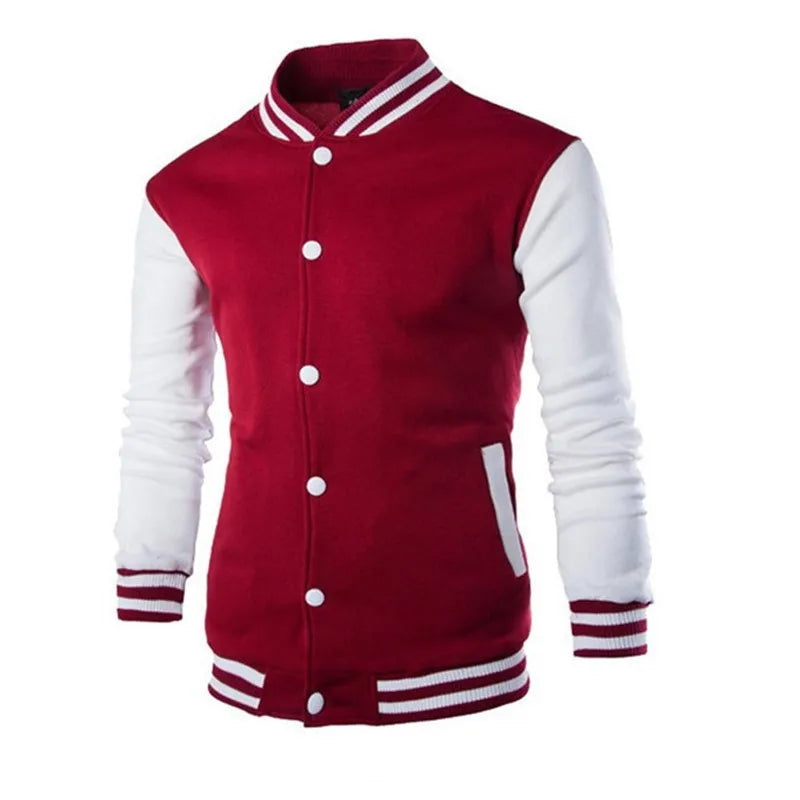 Hoodies Men Baseball Jacket Men Fashion Design Wine Red Men's Slim Fit College Varsity Jacket Men Harajuku Boy Sweatshirt