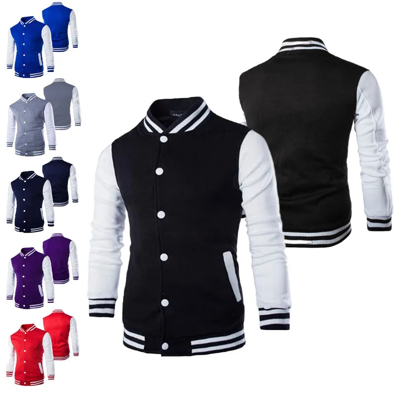 Hoodies Men Baseball Jacket Men Fashion Design Wine Red Men's Slim Fit College Varsity Jacket Men Harajuku Boy Sweatshirt