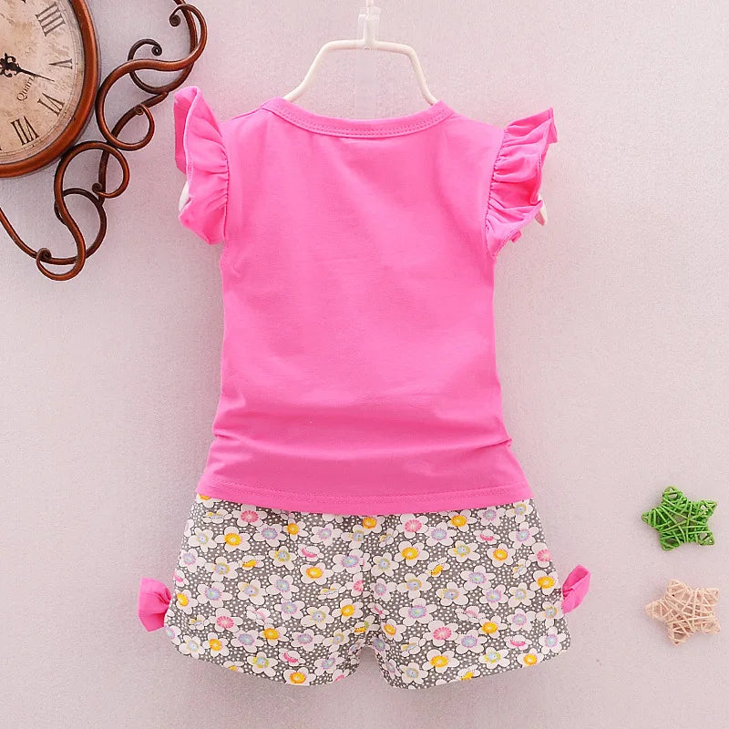 2024 New Summer Baby Clothes Sets Lollipop Print Sleeveless T-shirts and Shorts 2pcs Newborn Infant Girls Clothing Suits Outfits