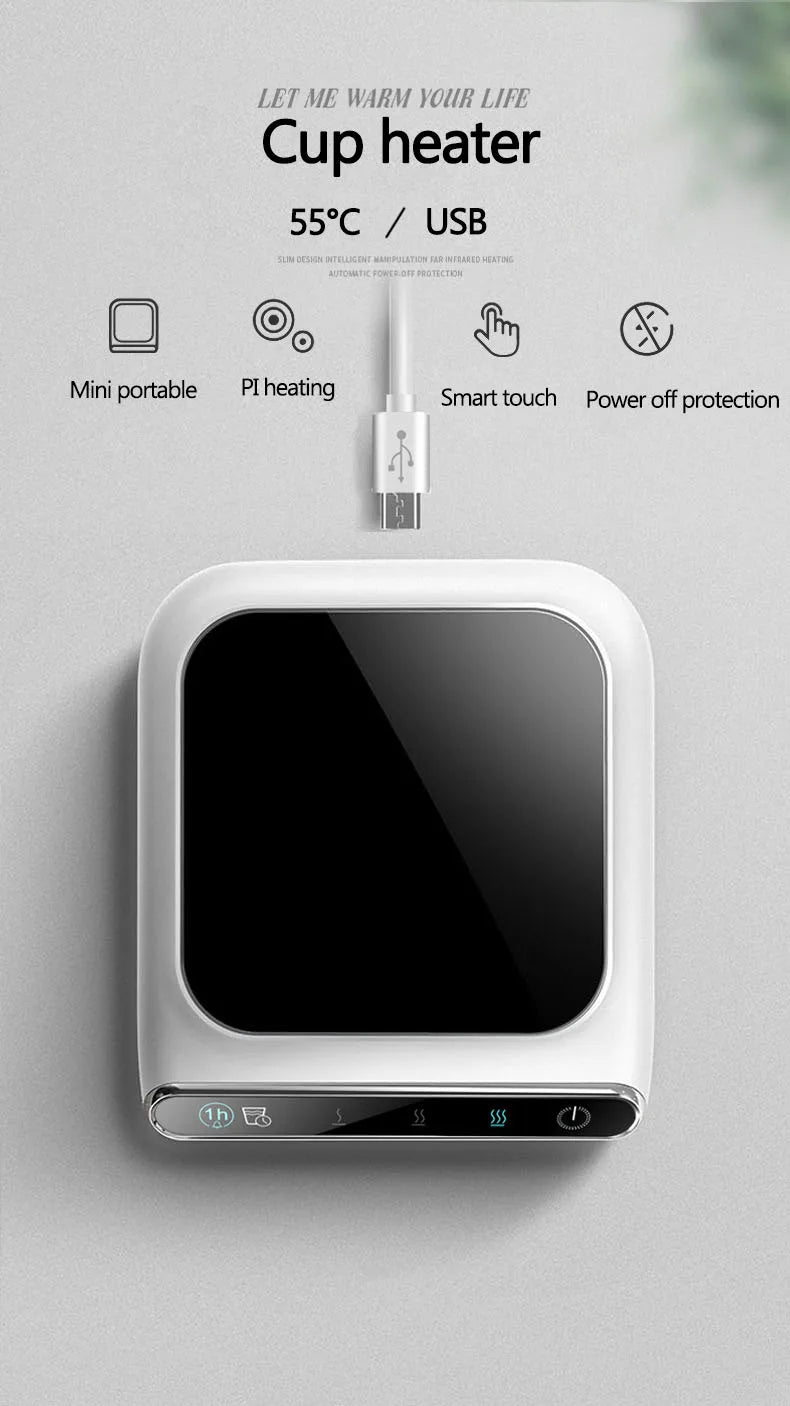 5V Cup Smart  USB Heated Mug Coaster Cup Heater Taza Calienta Agua Thermostatic Cup Mat Pad Oficina Hot Milk Coffee Warmer Pad