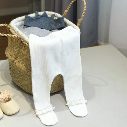 Spring Autumn Lace Baby Leggings Girls Newborn High waist Cotton Strum hose Bottom Foot Pants