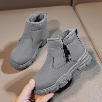 Girl's Snow Boot Winter Cotton Children's Shoes Outdoor Warm Plush Non-slip Simple Fashion Hard-wearing Boys Boots New Style