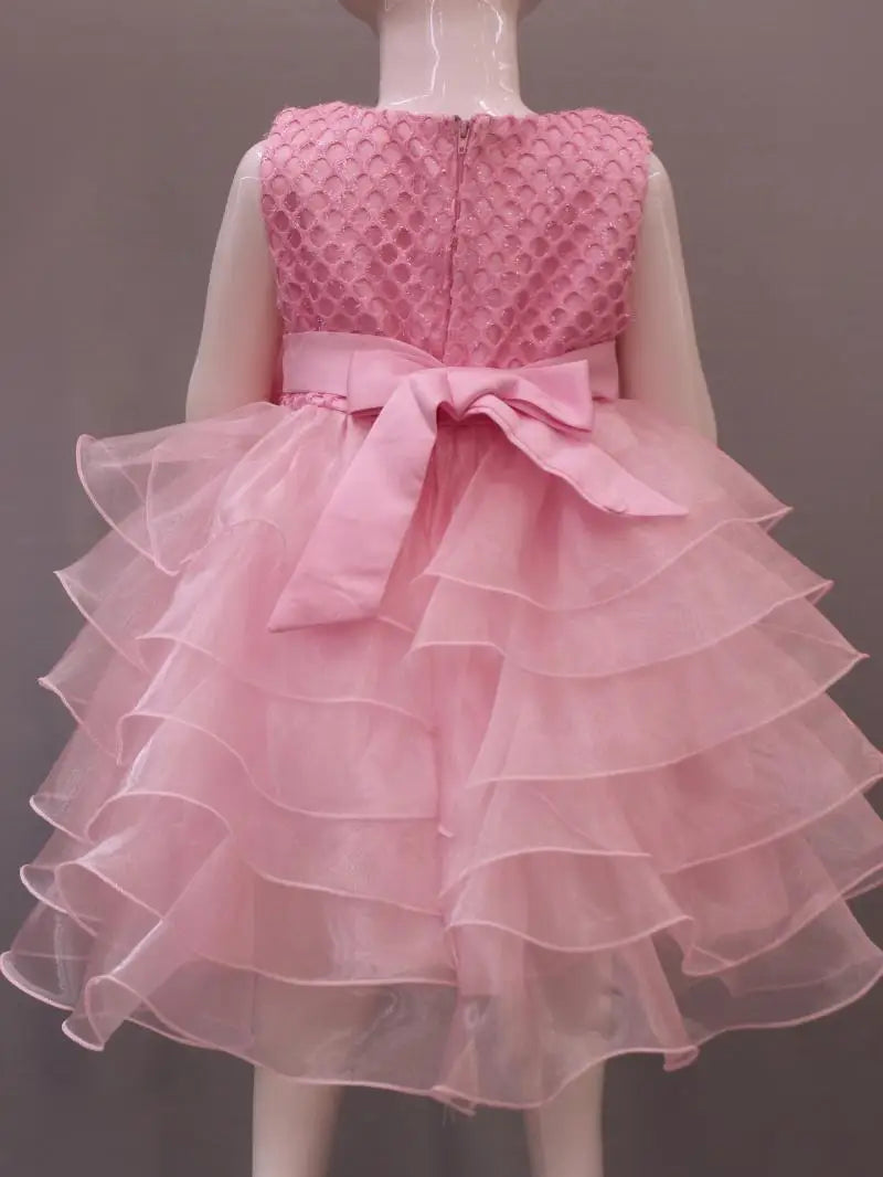 Tutu Beading Flower Baby Girl Dress For Wedding Party Sleeveless Infant Baby Dresses For 1st Birthday Toddler Baptism Clothes