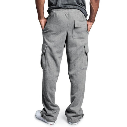 Men's Sweatpants Straight Fit Joggers for Sports and Streetwear Loose Oversized Drawstring Long Pants Men Multi-pocket Pants