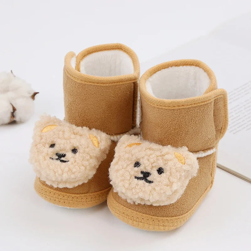 Baywell Baby Boots Newborn Winter Plush Snow Booties for Infant Boys Girls Soft Comfortable Lace Up Warming Shoes