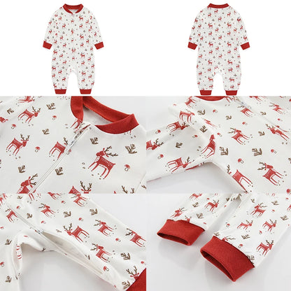 Newborn Baby 2-way Zipper Romper Cotton One-piece suit 0-24 Months Long Sleeve Newborn Baby Pajamas Comfortable Breathable
