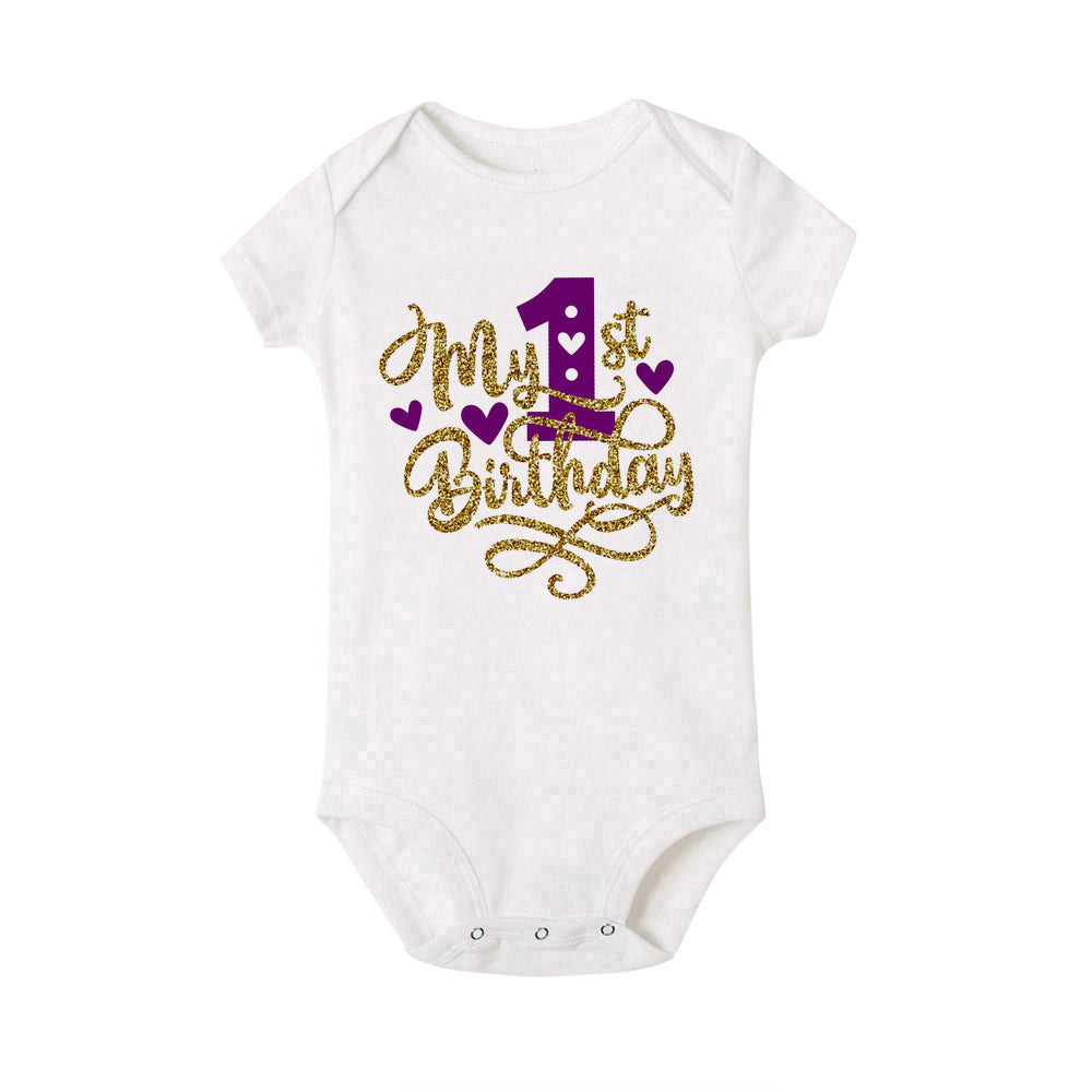 My 1st Birthday Print Baby Romper Infant Bodysuit Newborn Short Princess Sleeve Jumpsuit Baby Girl Birthday Party Outfit Clothes