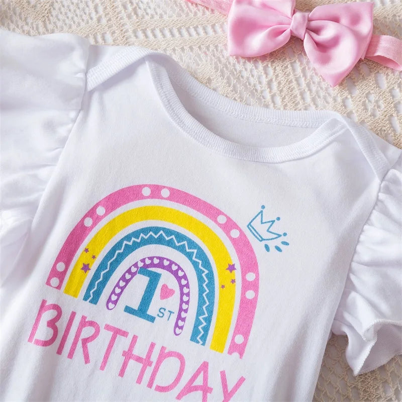 NewBorn Girls 1St Birthday Party Dress Princess 1 Year Old Ceremony Mesh Tutu Vestidos Infant Unicorn Christening Gowns