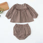 Infant Baby Boys Girls Clothes Set Spring Autumn Kids Baby Boys Girls Long Sleeve Grid T-shirt + Shorts 2pcs Toddler Clothes