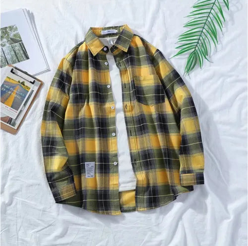 New Spring Long Sleeve Red Black Plaid Shirt Men Slim Fit Cotton Casual Shirts Men Clothing Coat Fashion Brand M-3XL