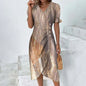 Elegant Ladies Midi Dress Geometric Button Split Dress Платья Vestidos Medievales Para Mujer De Verano Elbiseler Jurken Dames
